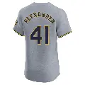Men's No.41 Jason Alexander Milwaukee Brewers Gray Elite Road Jersey