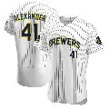 Men's No.41 Jason Alexander Milwaukee Brewers White Authentic Alternate Jersey