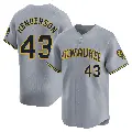 Men's No.43 Logan Henderson Milwaukee Brewers Gray Limited Away Jersey