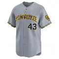 Men's No.43 Logan Henderson Milwaukee Brewers Gray Limited Away Jersey