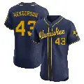 Men's No.43 Logan Henderson Milwaukee Brewers Navy Elite Alternate Jersey