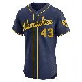 Men's No.43 Logan Henderson Milwaukee Brewers Navy Elite Alternate Jersey