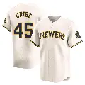 Men's No.45 Abner Uribe Milwaukee Brewers Cream Limited Home Jersey