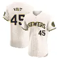 Men's No.45 Luke Voit Milwaukee Brewers Cream Elite Home Jersey
