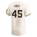Men's No.45 Luke Voit Milwaukee Brewers Cream Elite Home Jersey