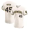 Men's No.45 Rob Deer Milwaukee Brewers Cream Elite Home Jersey