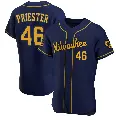 Men's No.46 Quinn Priester Milwaukee Brewers Navy Authentic Alternate Jersey