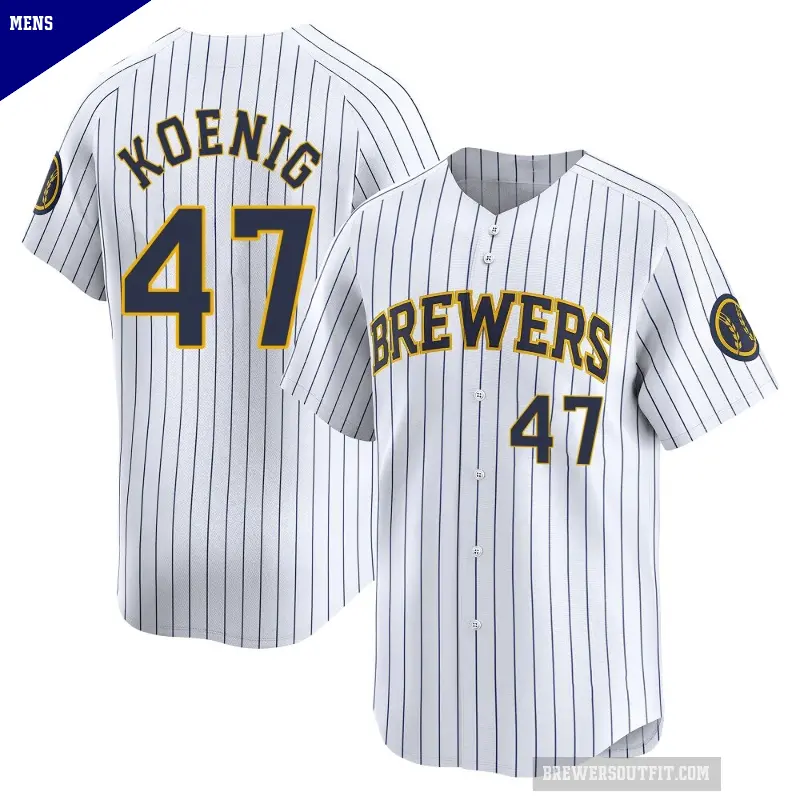 Men's No.47 Jared Koenig Milwaukee Brewers White Limited Alternate Jersey