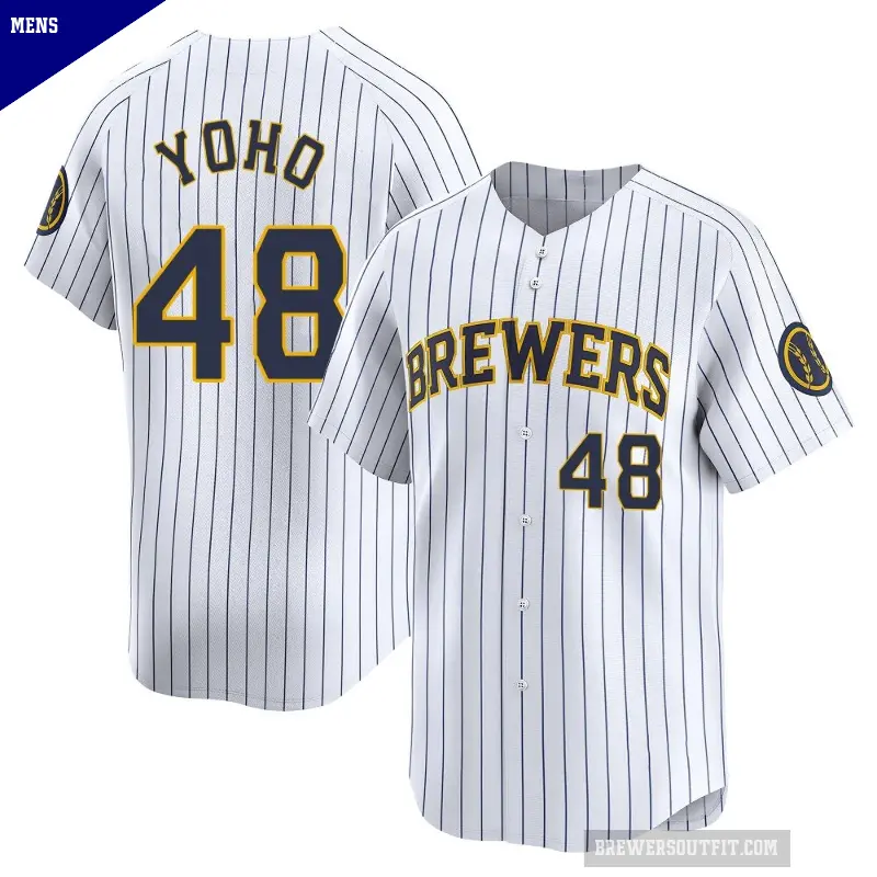 Men's No.48 Craig Yoho Milwaukee Brewers White Limited Alternate Jersey