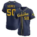 Men's No.50 Payton Henry Milwaukee Brewers Navy Elite Alternate Jersey