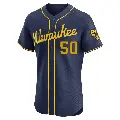 Men's No.50 Payton Henry Milwaukee Brewers Navy Elite Alternate Jersey