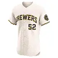 Men's No.52 Bryan Hudson Milwaukee Brewers Cream Elite Home Jersey