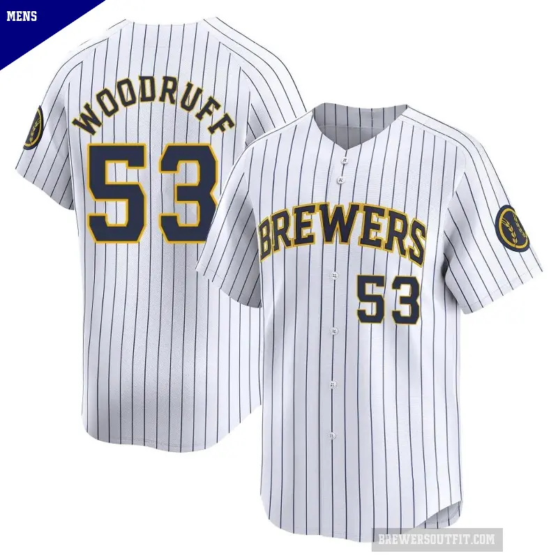 Men's No.53 Brandon Woodruff Milwaukee Brewers White Limited Alternate Jersey