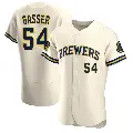 Men's No.54 Robert Gasser Milwaukee Brewers Cream Authentic Home Jersey