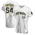 Men's No.54 Robert Gasser Milwaukee Brewers White Authentic Alternate Jersey