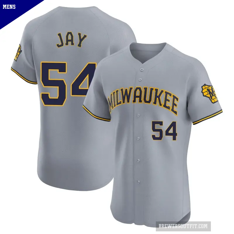 Men's No.54 Tyler Jay Milwaukee Brewers Gray Elite Road Jersey