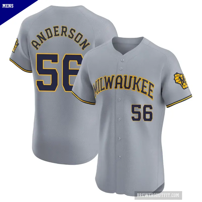 Men's No.56 Grant Anderson Milwaukee Brewers Gray Elite Road Jersey