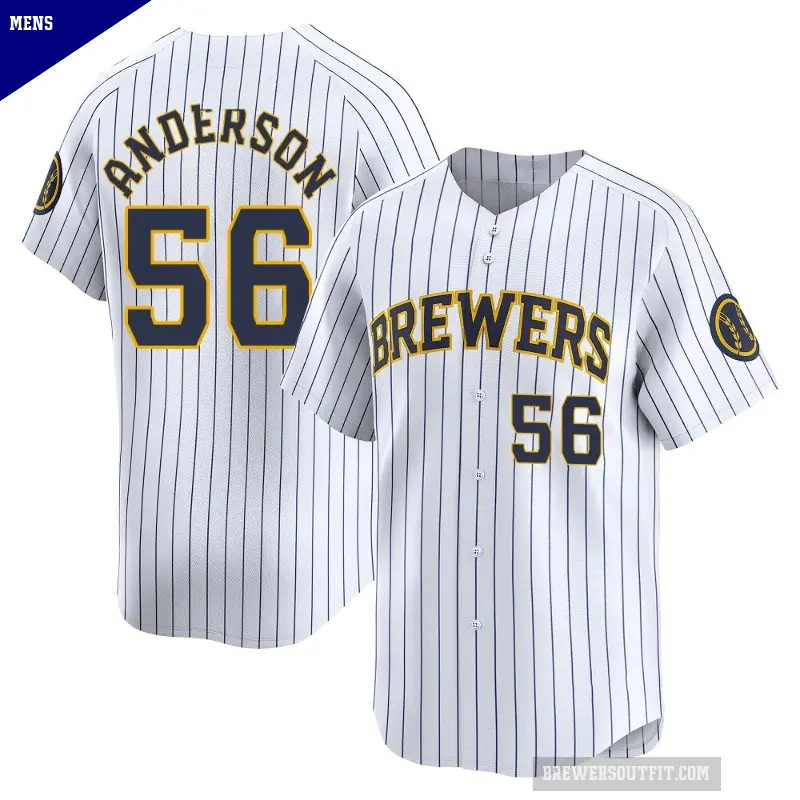 Men's No.56 Grant Anderson Milwaukee Brewers White Limited Alternate Jersey