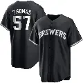Men's No.57 Connor Thomas Milwaukee Brewers Black/White Replica Jersey