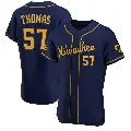 Men's No.57 Connor Thomas Milwaukee Brewers Navy Authentic Alternate Jersey