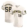 Men's No.58 Ryan Sandberg Milwaukee Brewers Cream Elite Home Jersey