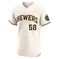 Men's No.58 Ryan Sandberg Milwaukee Brewers Cream Elite Home Jersey