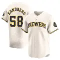 Men's No.58 Ryan Sandberg Milwaukee Brewers Cream Limited Home Jersey