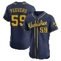 Men's No.59 Elvis Peguero Milwaukee Brewers Navy Elite Alternate Jersey