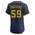 Men's No.59 Elvis Peguero Milwaukee Brewers Navy Elite Alternate Jersey