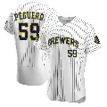 Men's No.59 Elvis Peguero Milwaukee Brewers White Authentic Alternate Jersey
