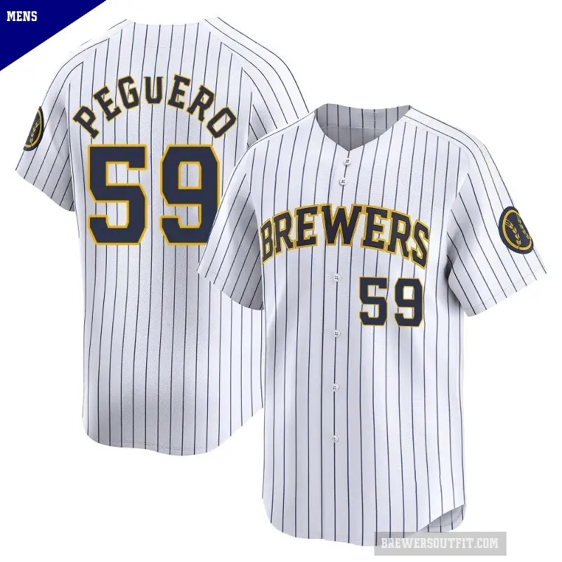 Men's No.59 Elvis Peguero Milwaukee Brewers White Limited Alternate Jersey