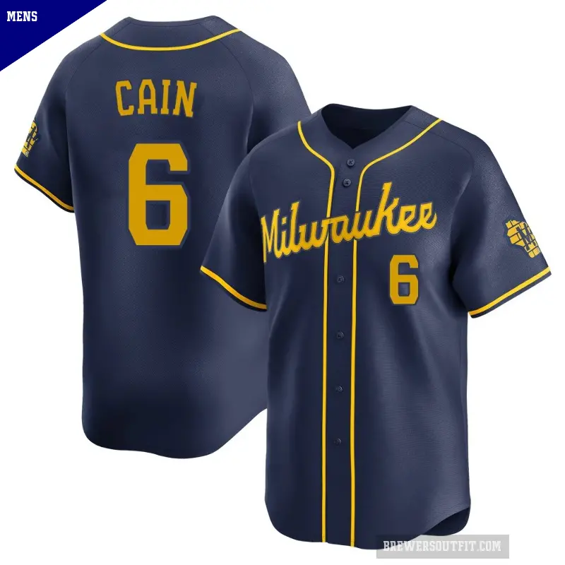 Men's No.6 Lorenzo Cain Milwaukee Brewers Navy Limited Alternate Jersey