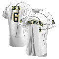 Men's No.6 Lorenzo Cain Milwaukee Brewers White Authentic Alternate Jersey