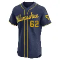 Men's No.62 Jose Quintana Milwaukee Brewers Navy Elite Alternate Jersey