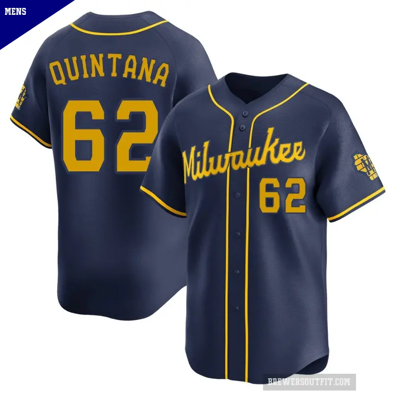 Men's No.62 Jose Quintana Milwaukee Brewers Navy Limited Alternate Jersey