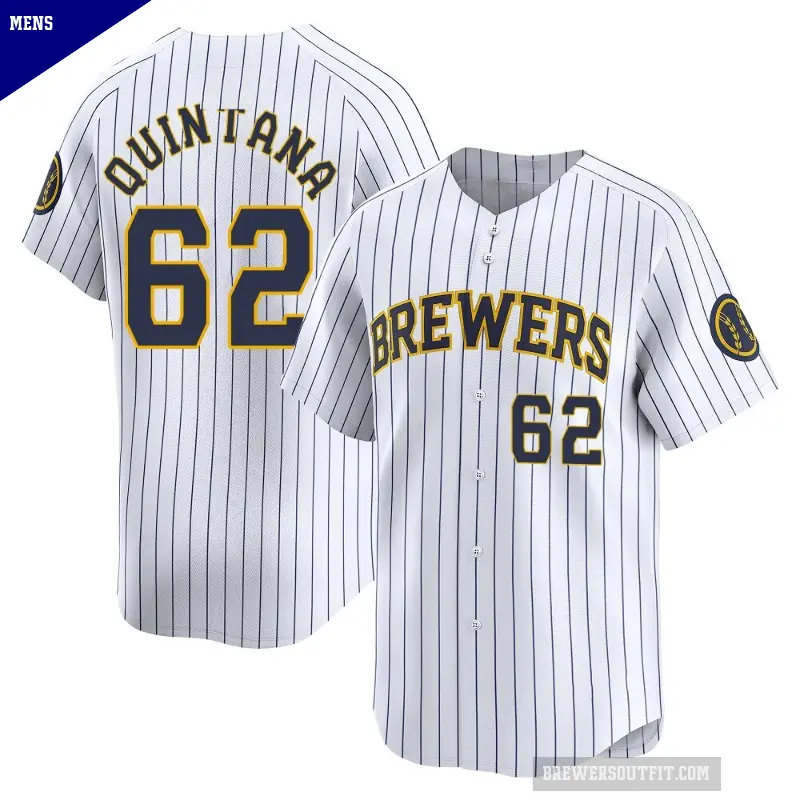 Men's No.62 Jose Quintana Milwaukee Brewers White Limited Alternate Jersey