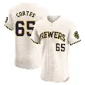 Men's No.65 Nestor Cortes Milwaukee Brewers Cream Elite Home Jersey