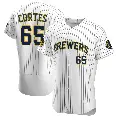 Men's No.65 Nestor Cortes Milwaukee Brewers White Authentic Alternate Jersey