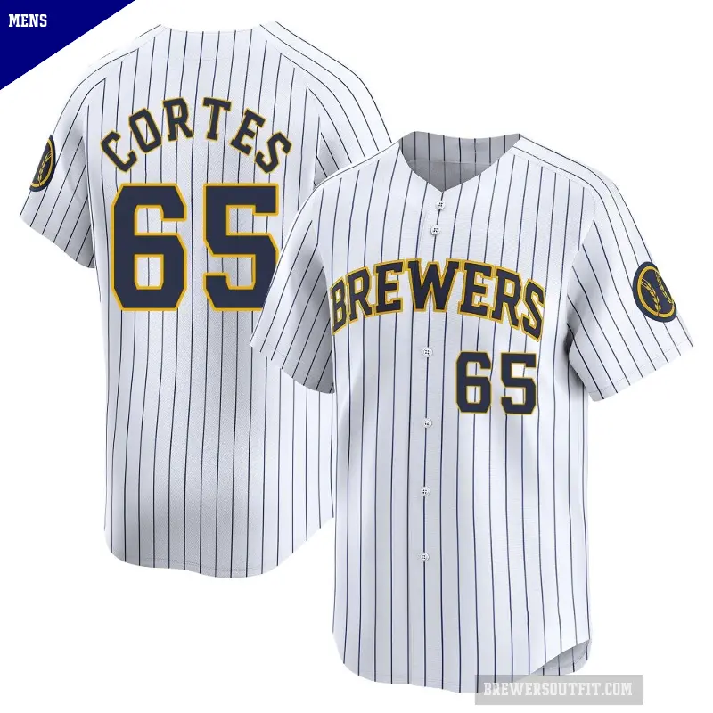 Men's No.65 Nestor Cortes Milwaukee Brewers White Limited Alternate Jersey