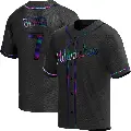 Men's No.7 Tyler Black Milwaukee Brewers Black Replica Holographic Alternate Jersey