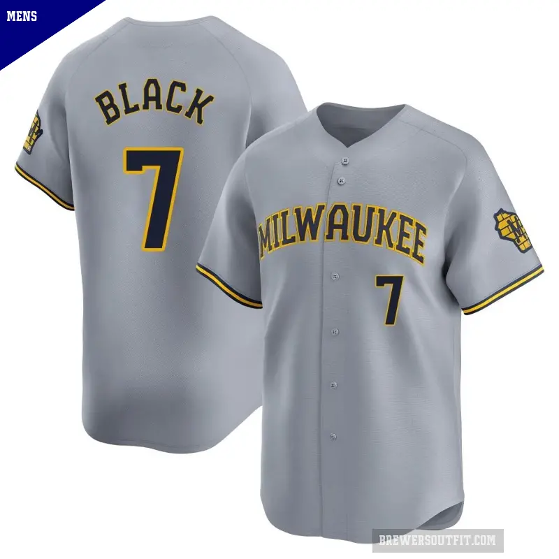 Men's No.7 Tyler Black Milwaukee Brewers Gray Limited Away Jersey