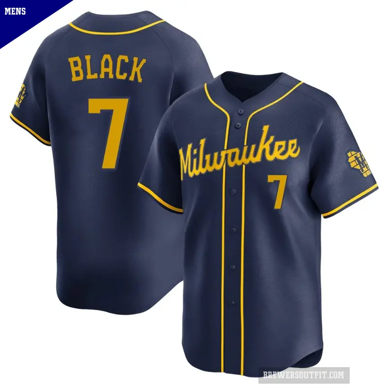 Men's No.7 Tyler Black Milwaukee Brewers Navy Limited Alternate Jersey