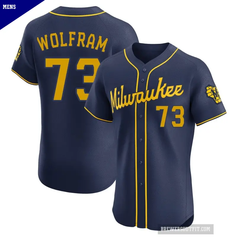 Men's No.73 Grant Wolfram Milwaukee Brewers Navy Elite Alternate Jersey
