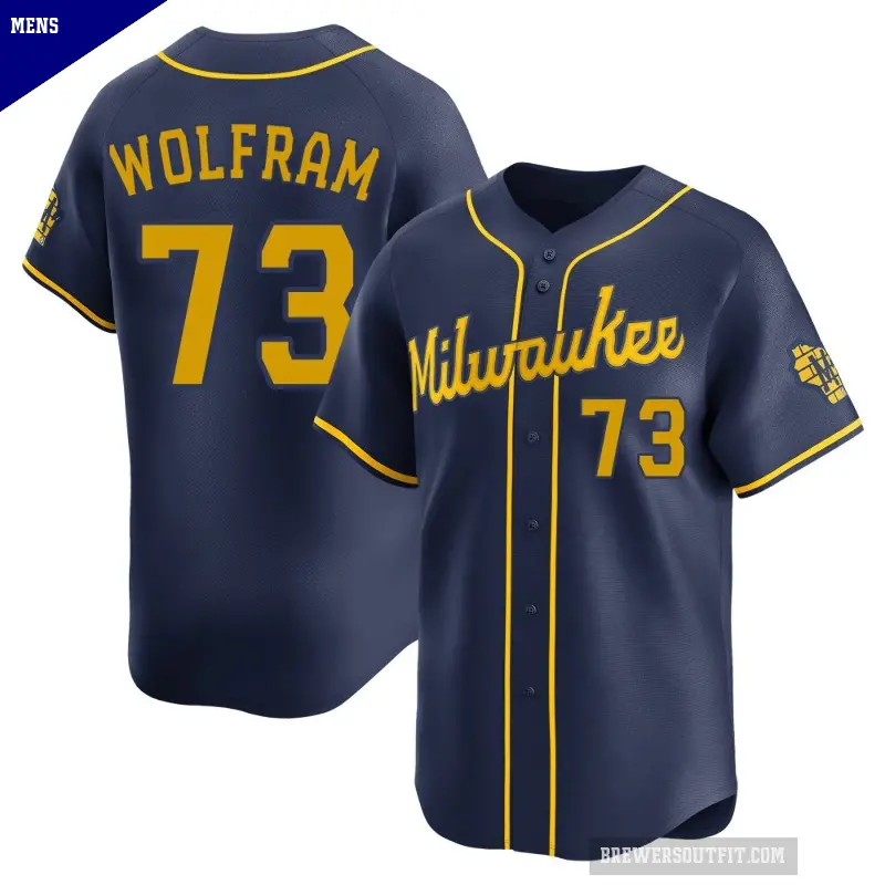 Men's No.73 Grant Wolfram Milwaukee Brewers Navy Limited Alternate Jersey