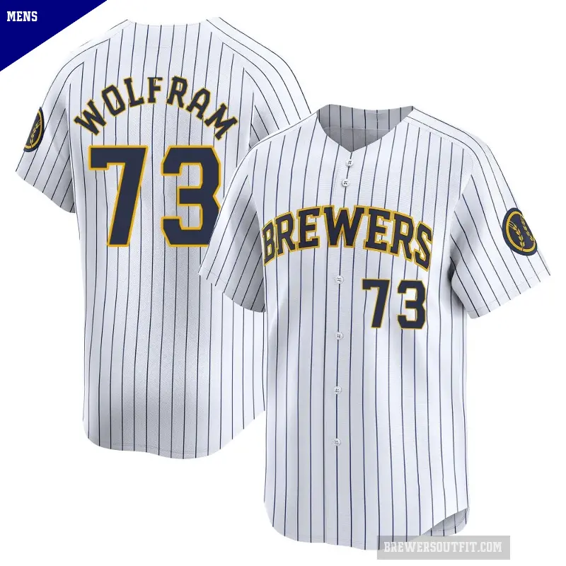 Men's No.73 Grant Wolfram Milwaukee Brewers White Limited Alternate Jersey