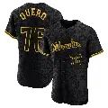 Men's No.76 Jeferson Quero Milwaukee Brewers Black Authentic Snake Skin City Jersey