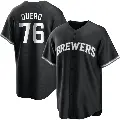 Men's No.76 Jeferson Quero Milwaukee Brewers Black/White Replica Jersey