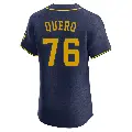 Men's No.76 Jeferson Quero Milwaukee Brewers Navy Elite Alternate Jersey