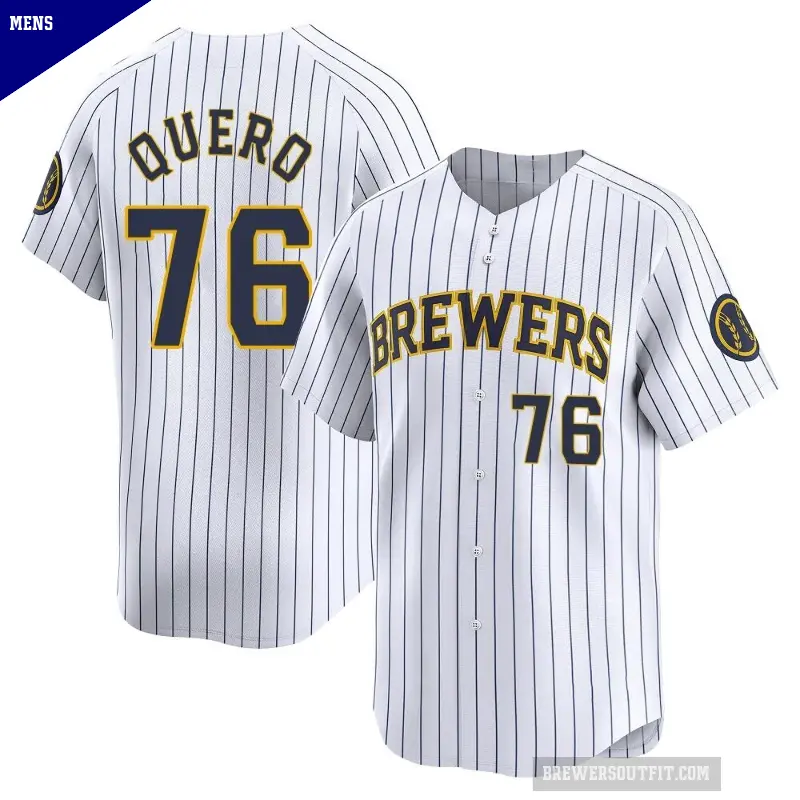 Men's No.76 Jeferson Quero Milwaukee Brewers White Limited Alternate Jersey