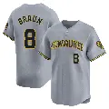 Men's No.8 Ryan Braun Milwaukee Brewers Gray Limited Away Jersey